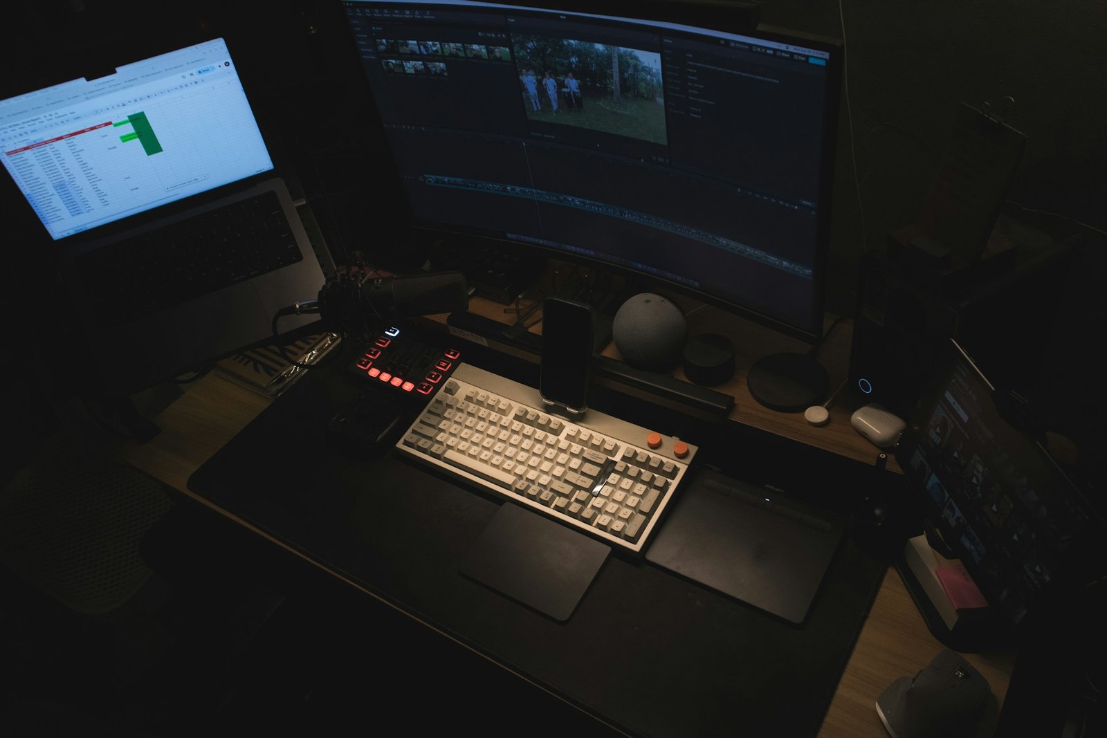 Editor workstation with dual monitors